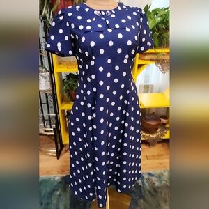 Navy Blue Polka Dot Dress
